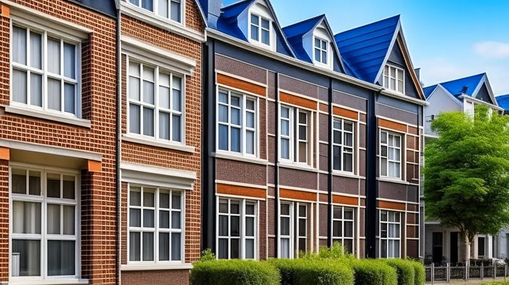 A row of Dutch terraced houses
